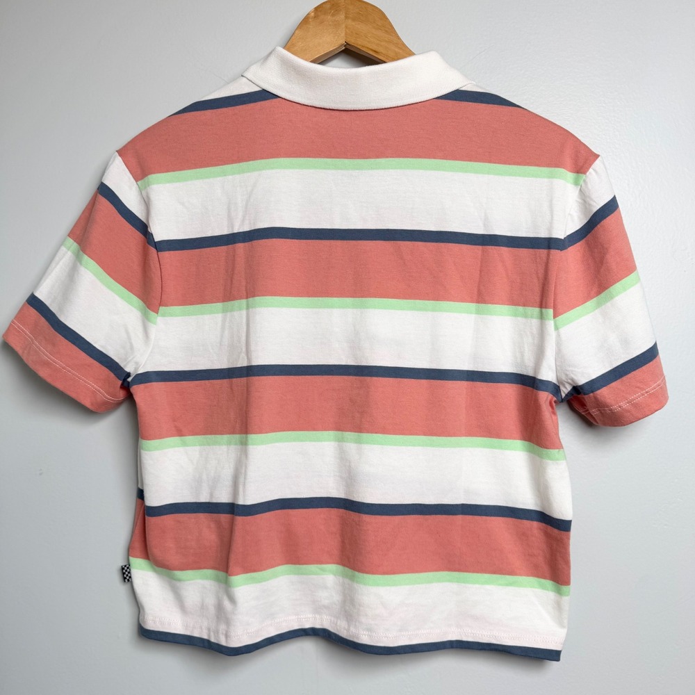 Vans Striped Polo‎ Shirt Crop Top Half Zip Casual Tee XS 100% Cotton - Picture 5 of 5